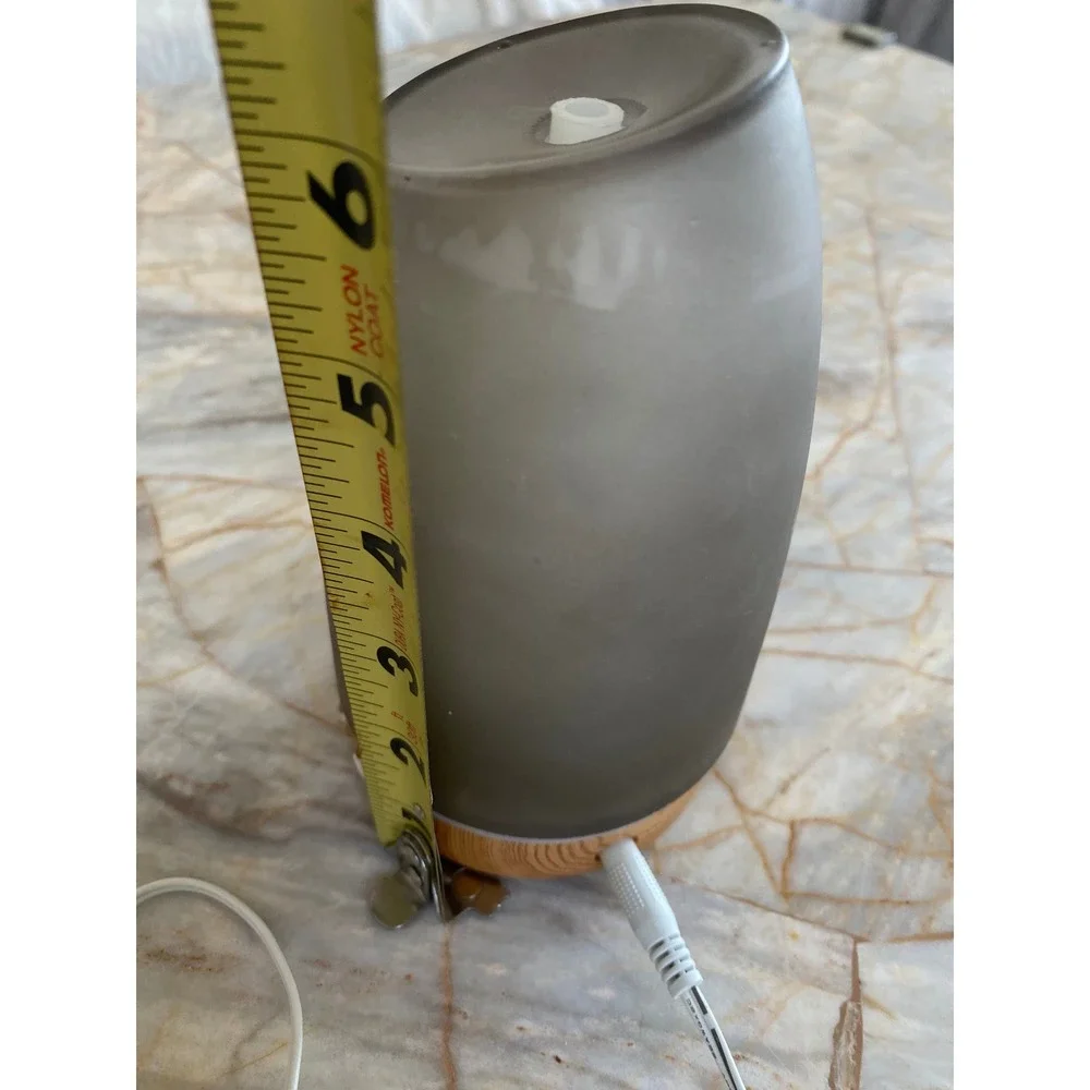 Serene House Ultrasonic Essential Oil Diffuser Frosted Gray Glass Wood Base